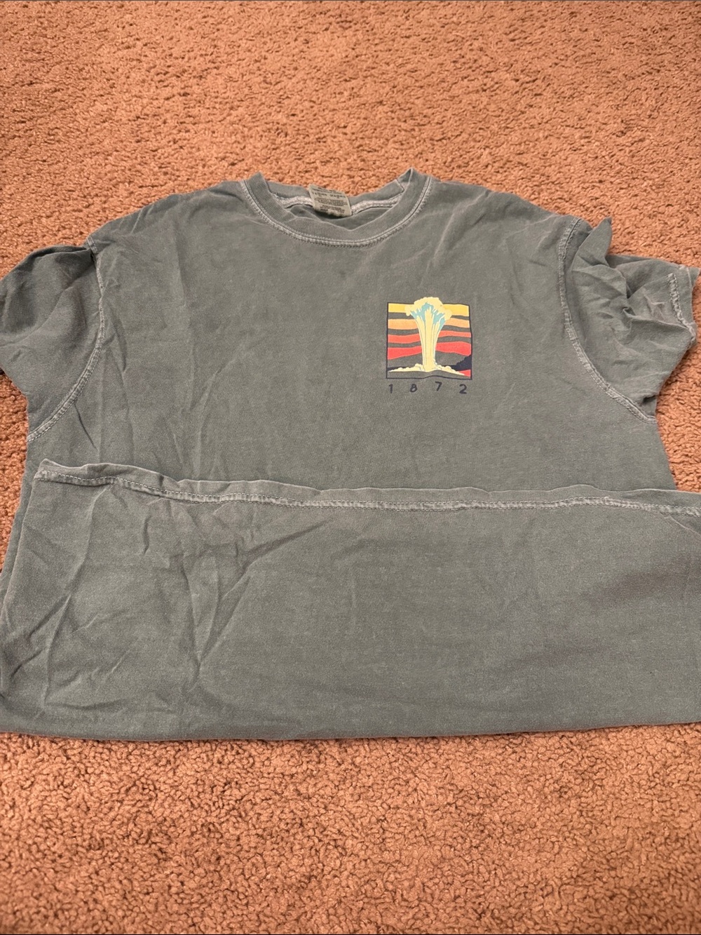 Comfort Colors Vintage-Style Washed Blue Graphic Tee with Yellow Accent